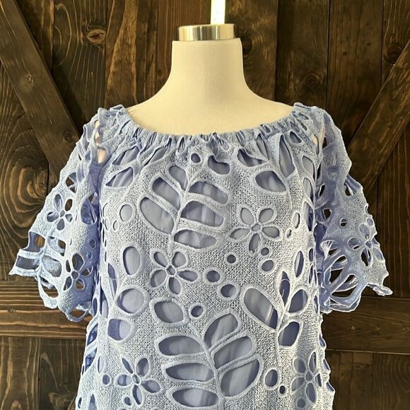 NWT PRETTYGARDEN Summer Off Shoulder Vintage Floral Lace Flare Short Sleeve Sm - Picture 6 of 12